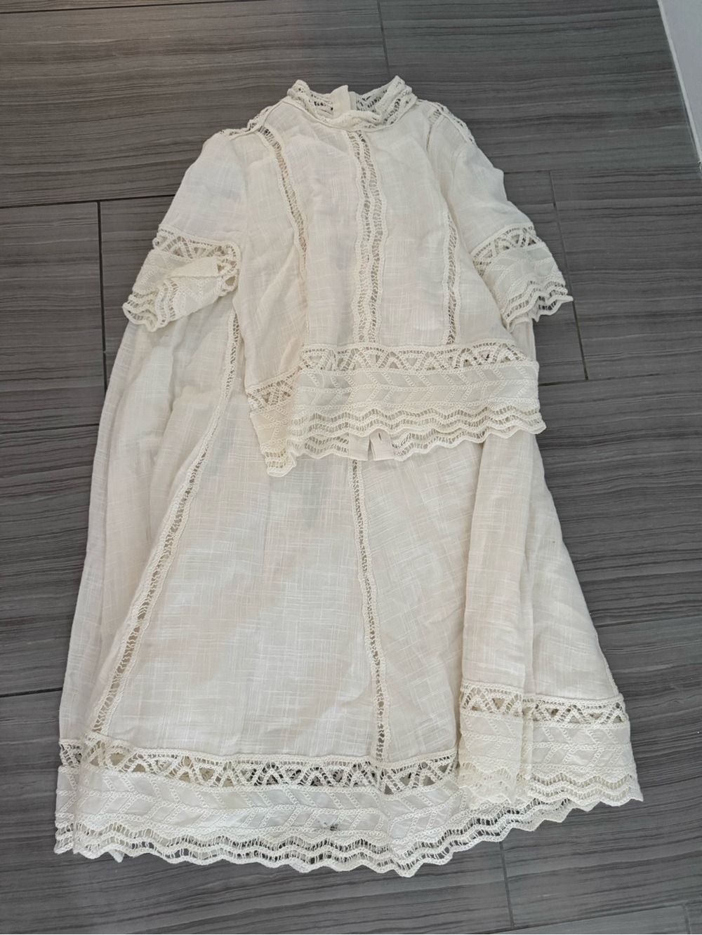 Ivory Lace Trim Girls' Dress